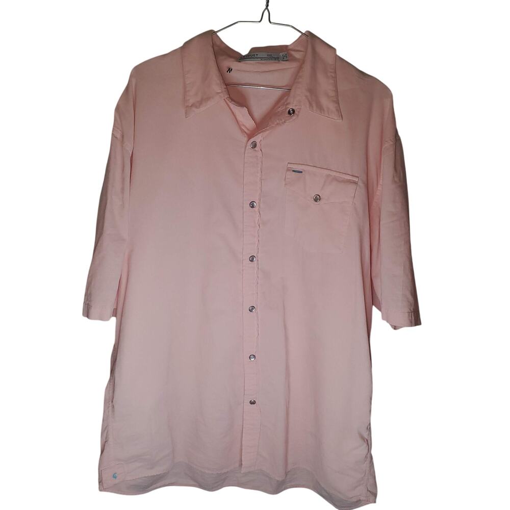 Criquet Corduroy Pearl Snap Shirt Men XXL Pinky Peach Western Retro Short Sleeve